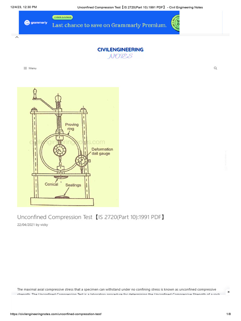 unconfined-compression-test-is-2720-part-10-pdf