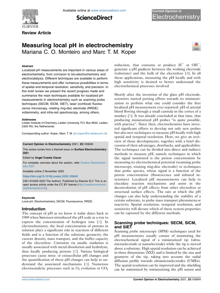 Localized pH Measurement in Electrochemistry | PDF | Confocal ...