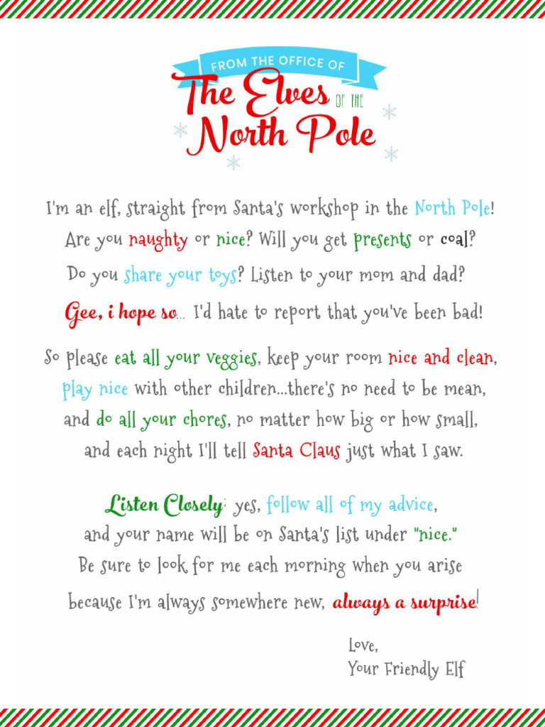 Free Printable Elf On The Shelf Letter Template | PDF