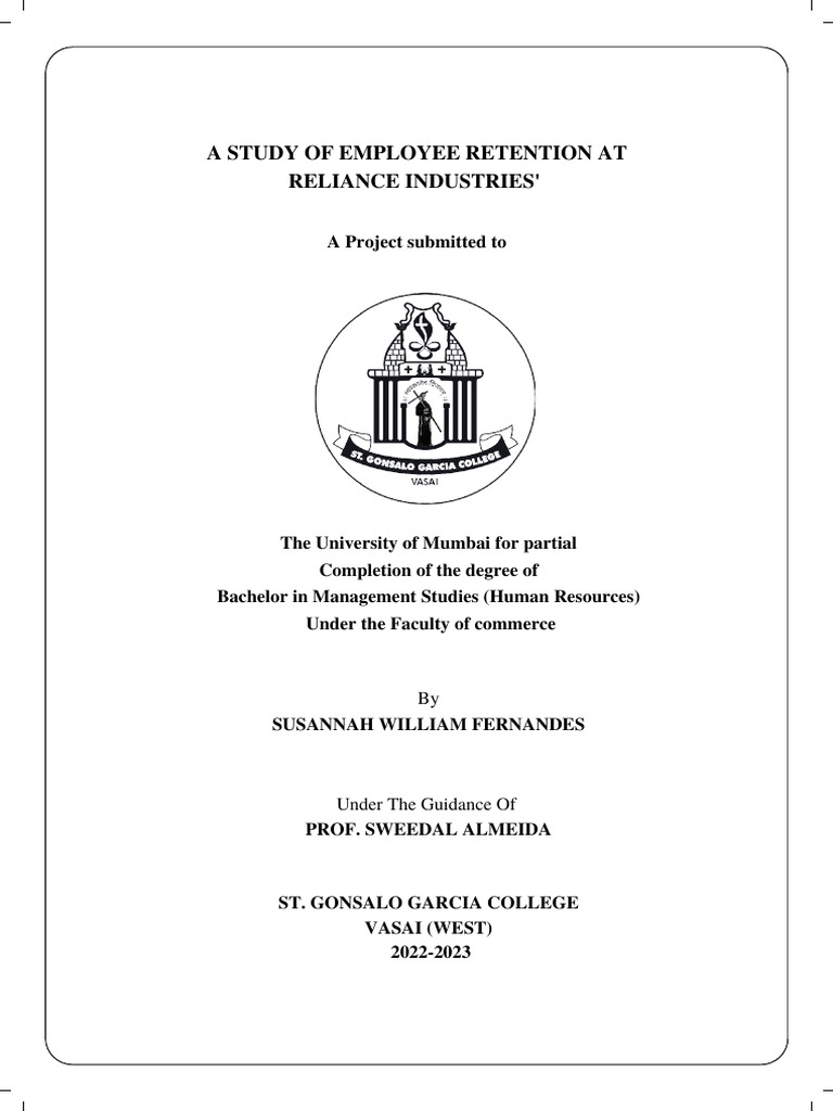 Reliance Industries Employee Retention Study | PDF | Employee Retention ...