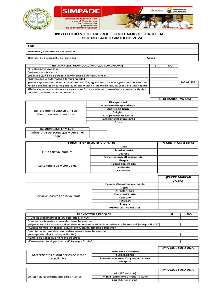 FORMATOSIMPADE2024 PDF Educación de la primera infancia