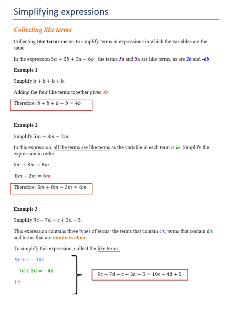 Simplifying Expressions | PDF