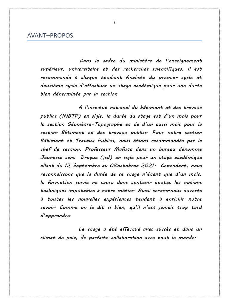 Rapport de stage en BTP au JSD | PDF | Fondation (construction ...