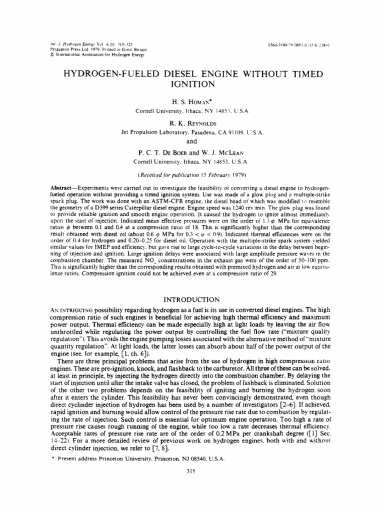 Hydrogen Diesel Engine Conversion Study | PDF | Combustion | Diesel Engine