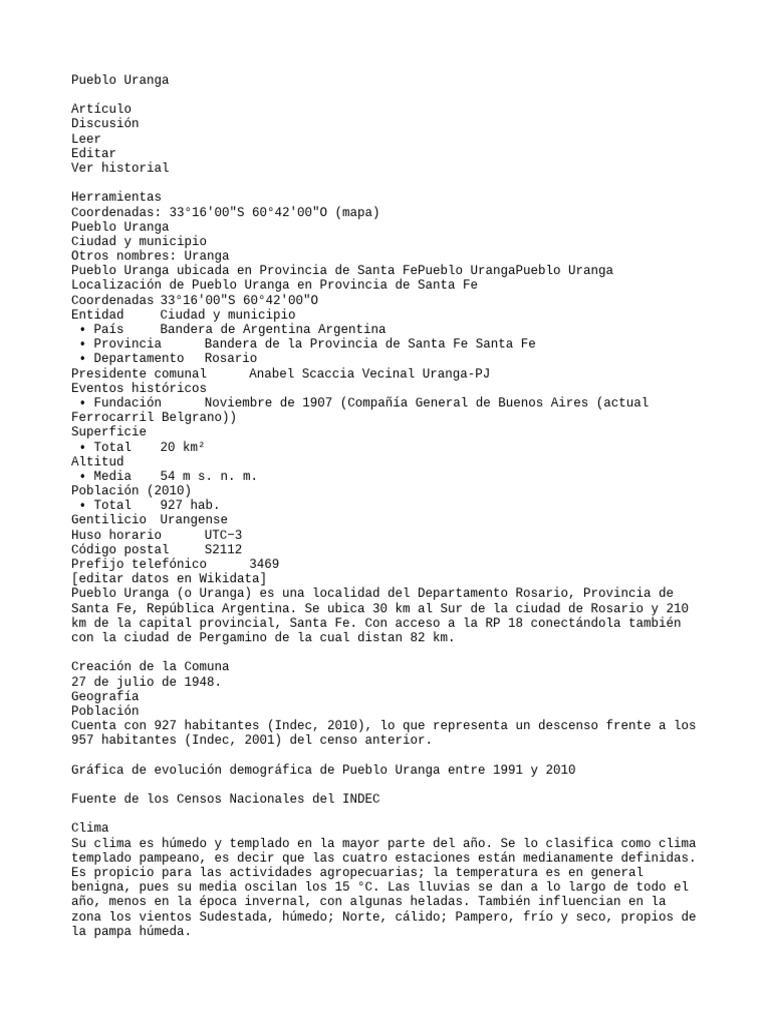 Pueblo Uranga PDF Clima Geografía Física