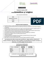 2020 - Examen Ingreso - Matemática y Lógica