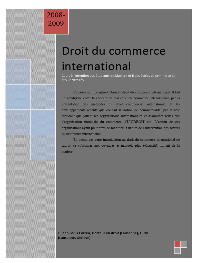 Introduction au droit du commerce international | PDF | Accord général ...
