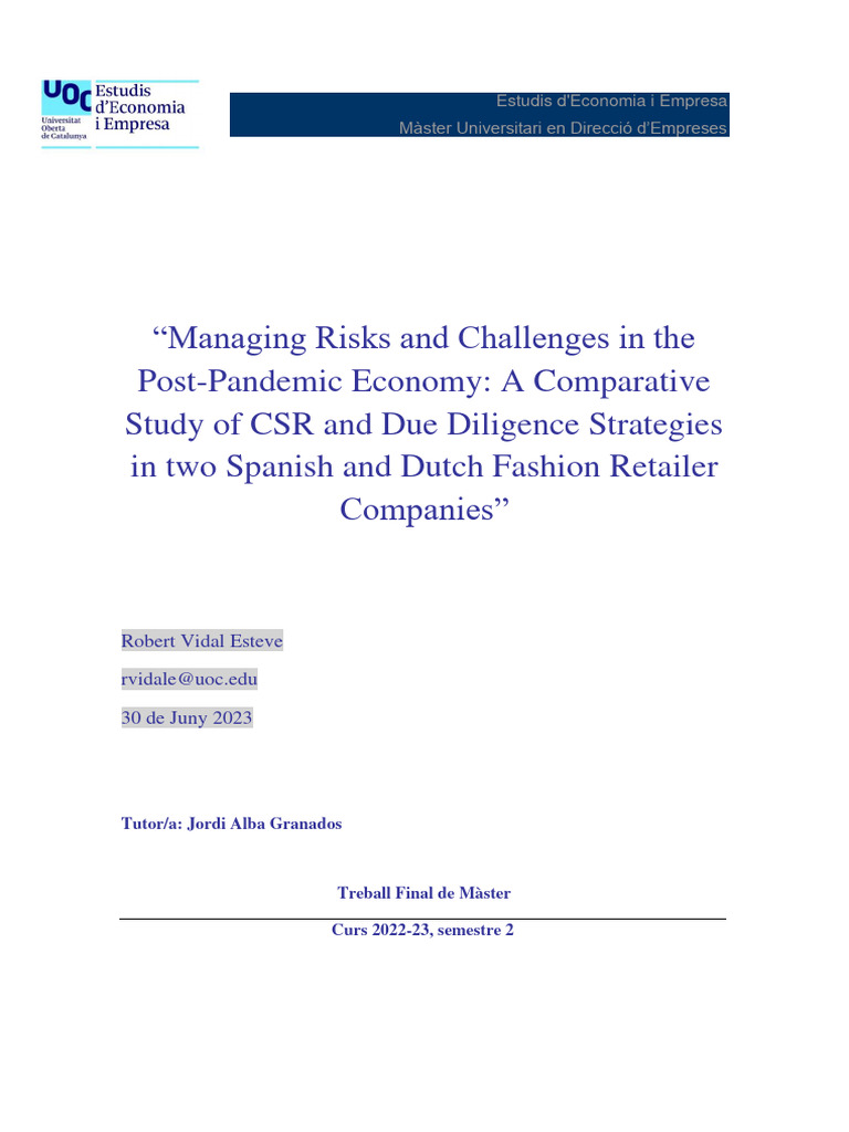 CSR in Spanish Fashion Industry | PDF | Corporate Social Responsibility ...
