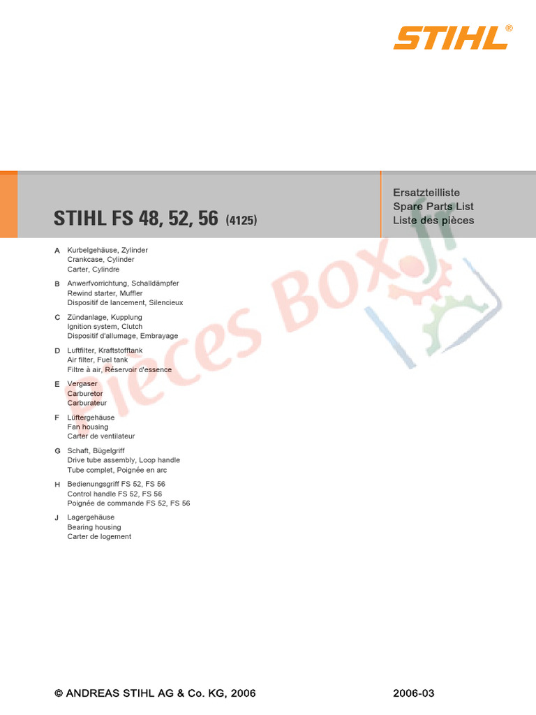 Liste des pièces STIHL FS 48-56 | PDF | Machines rotatives | Ingénierie ...