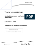 Tutorial Letter 201/3/2021: Quality Management and Techniques