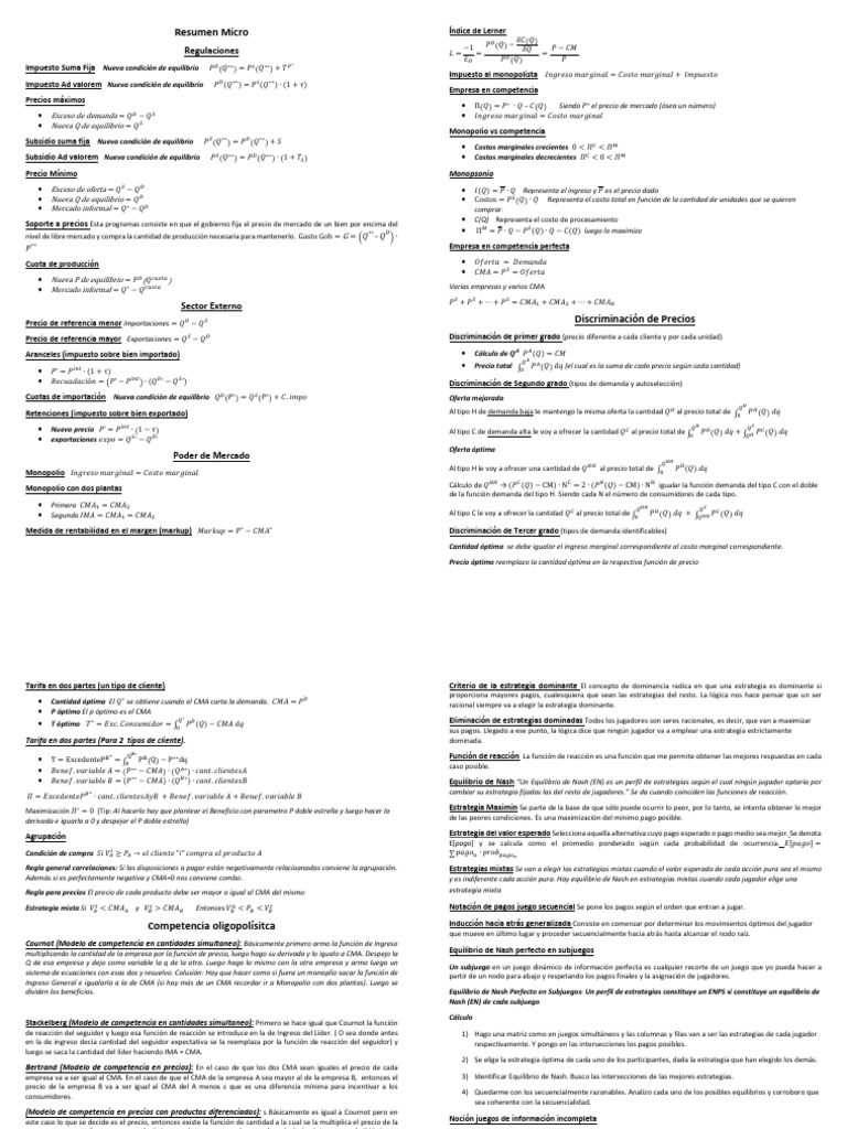 Resumen Formulas Micro | PDF