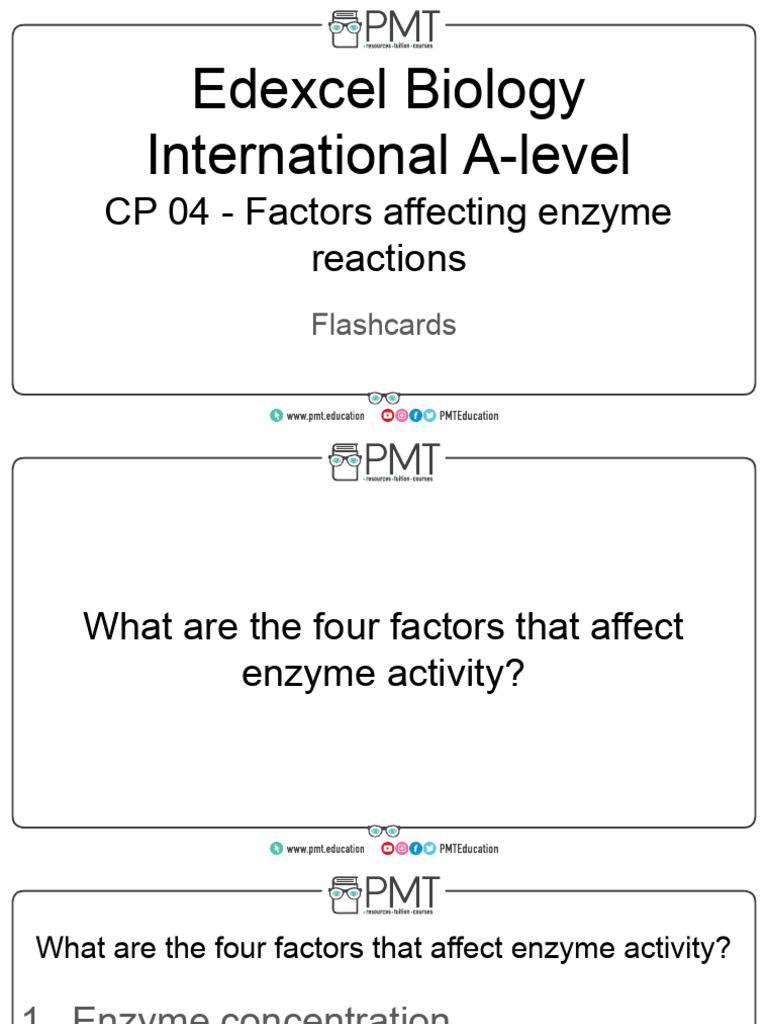 Flashcards CP 04 Factors Affecting Enzyme Reactions Edexcel Biology