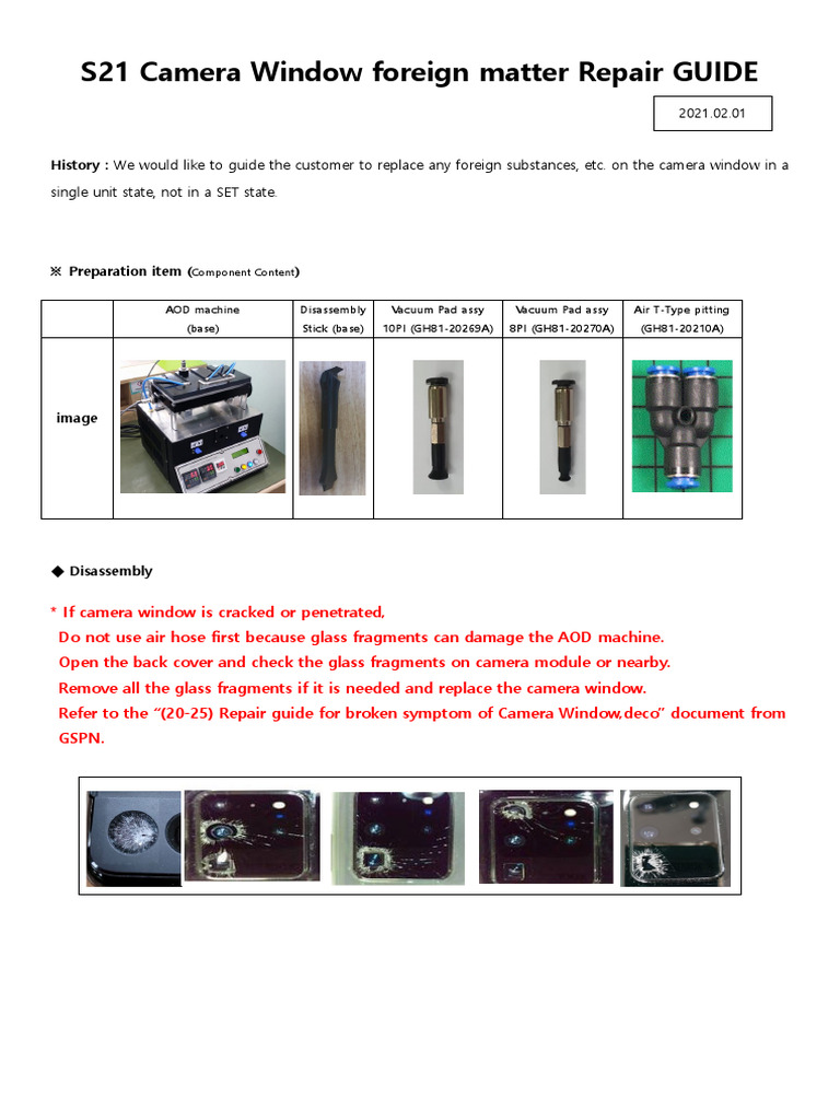 Cam Window Disassembly Guide - Rev2.0 - 210201 | PDF | Camera | Imaging