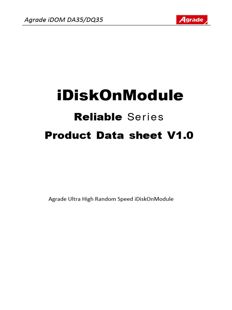 Idiskonmodule: Reliable Series Product Data Sheet V1.0 | PDF | Computers