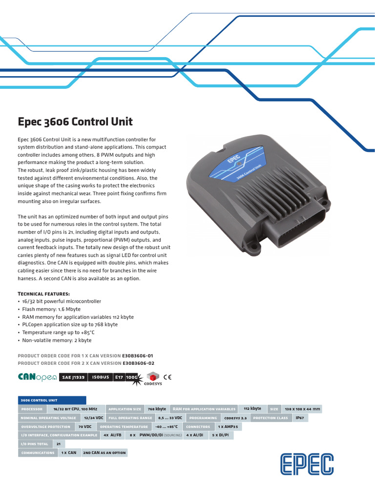 Epec 3606 Control Unit | PDF