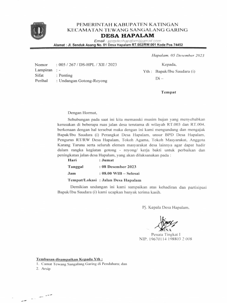 Undangan Gotong-royong Hapalam 2023 | PDF
