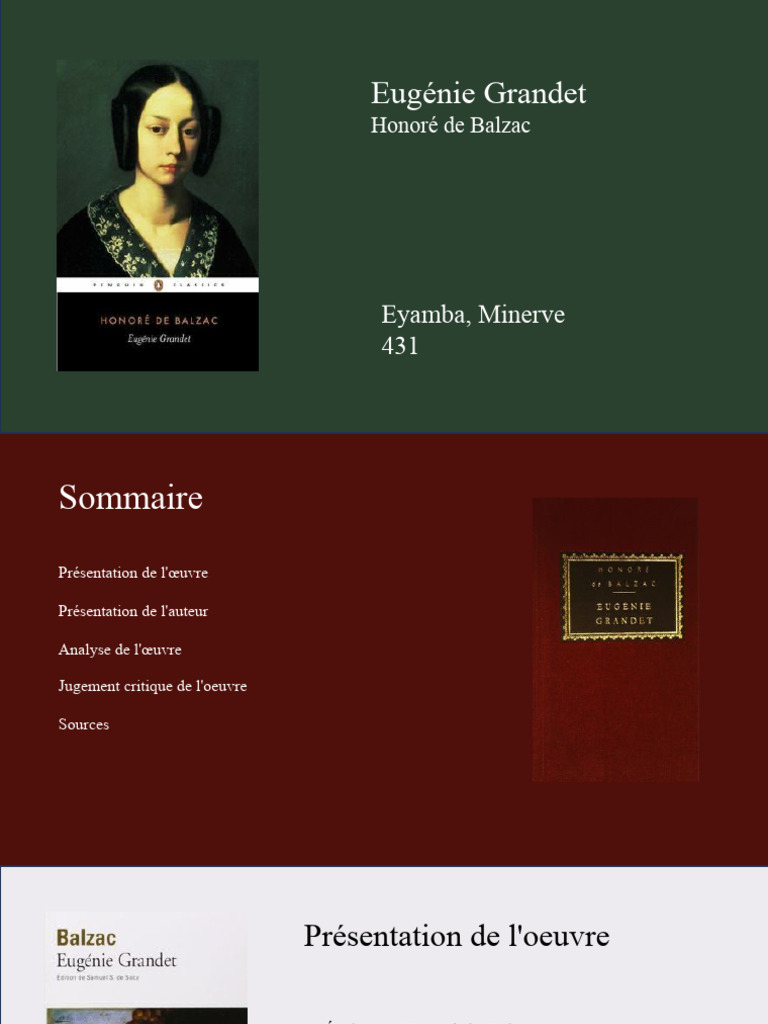 Analyse d'Eugénie Grandet de Balzac | PDF | Œuvres | La Comédie humaine