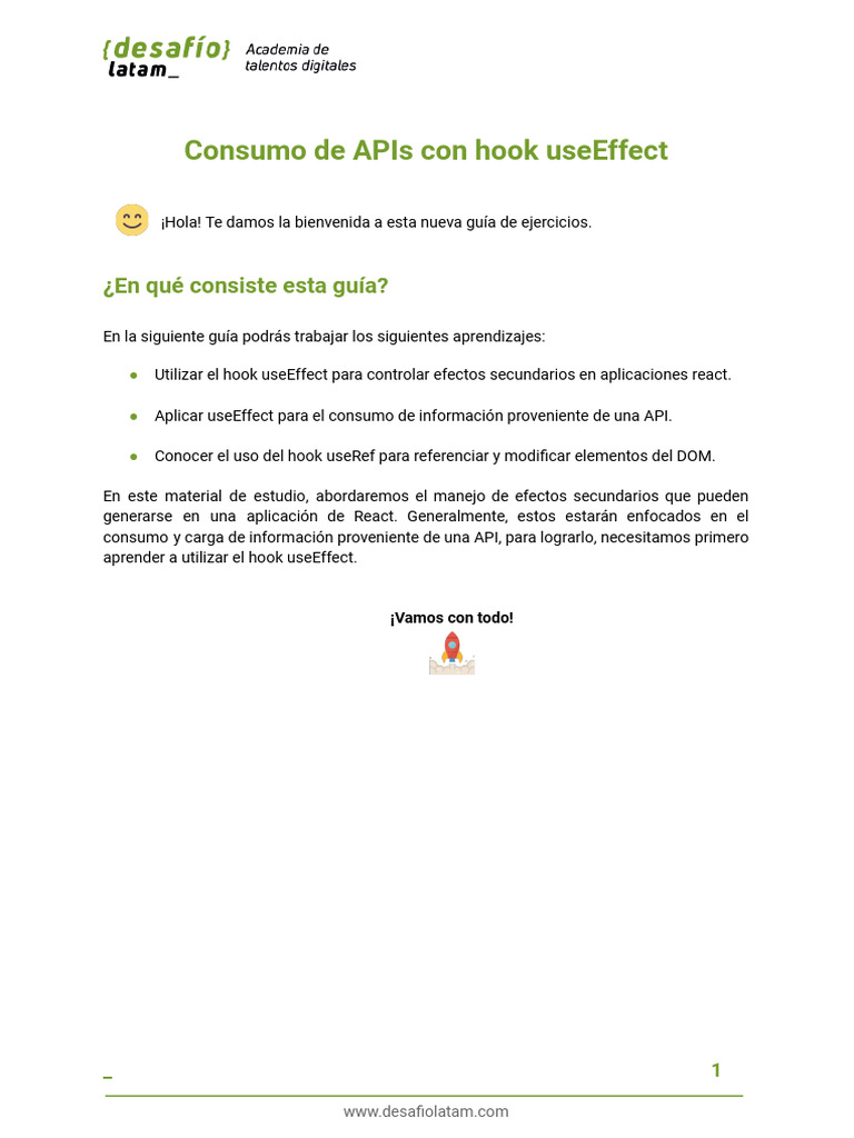 Consumo de APIs con useEffect en React | PDF | Modelo de objeto de ...