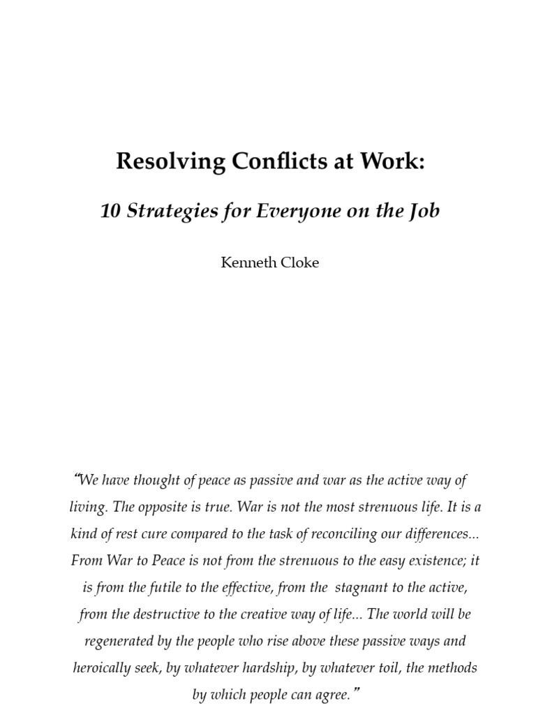 Resolving conflicts at work cloke 10 19 2022 pdf mediation