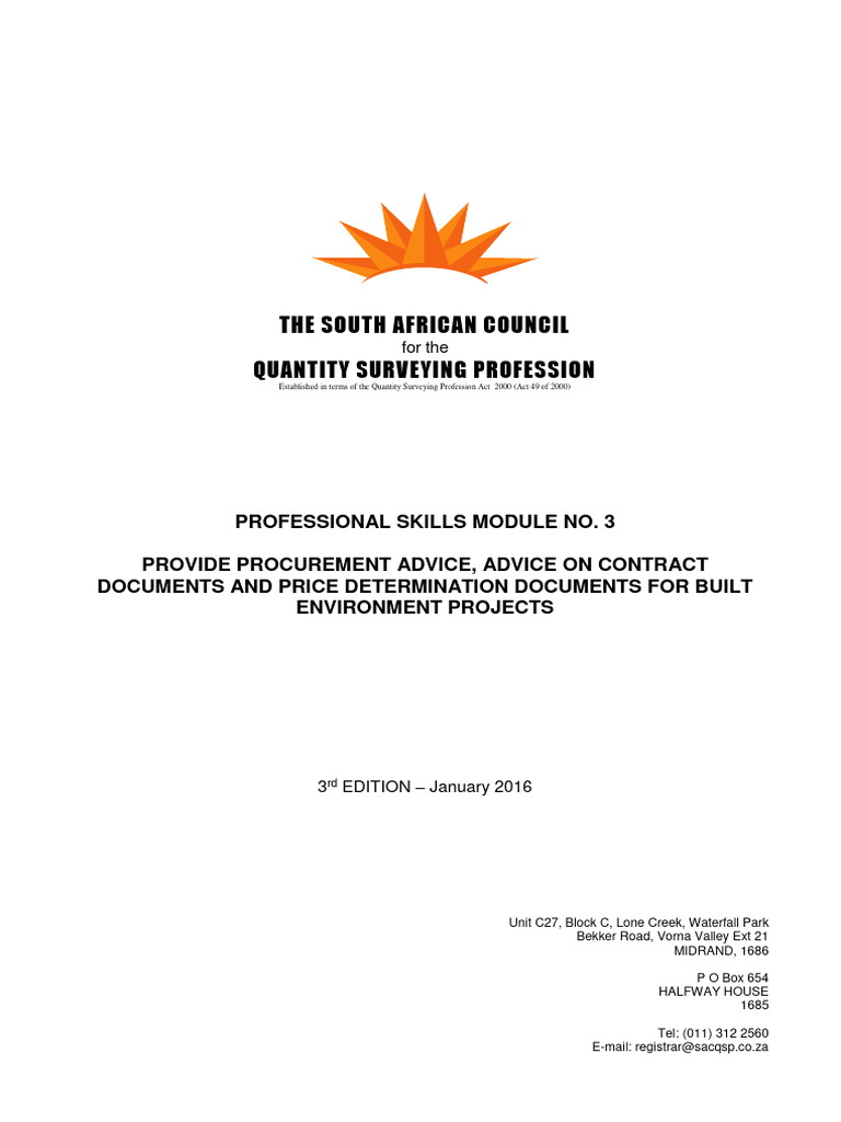 SACQSP Module 3: Procurement Advice | PDF | Procurement | Employment