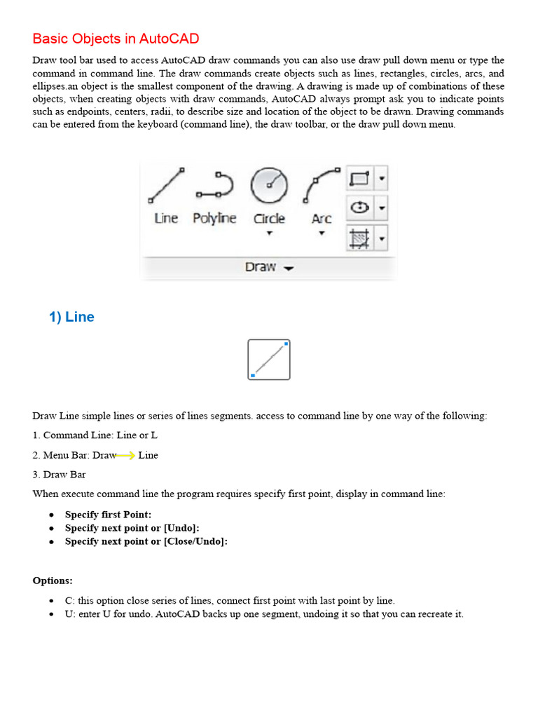 Drawing Basic Objects in AutoCAD | PDF | Circle | Command Line Interface