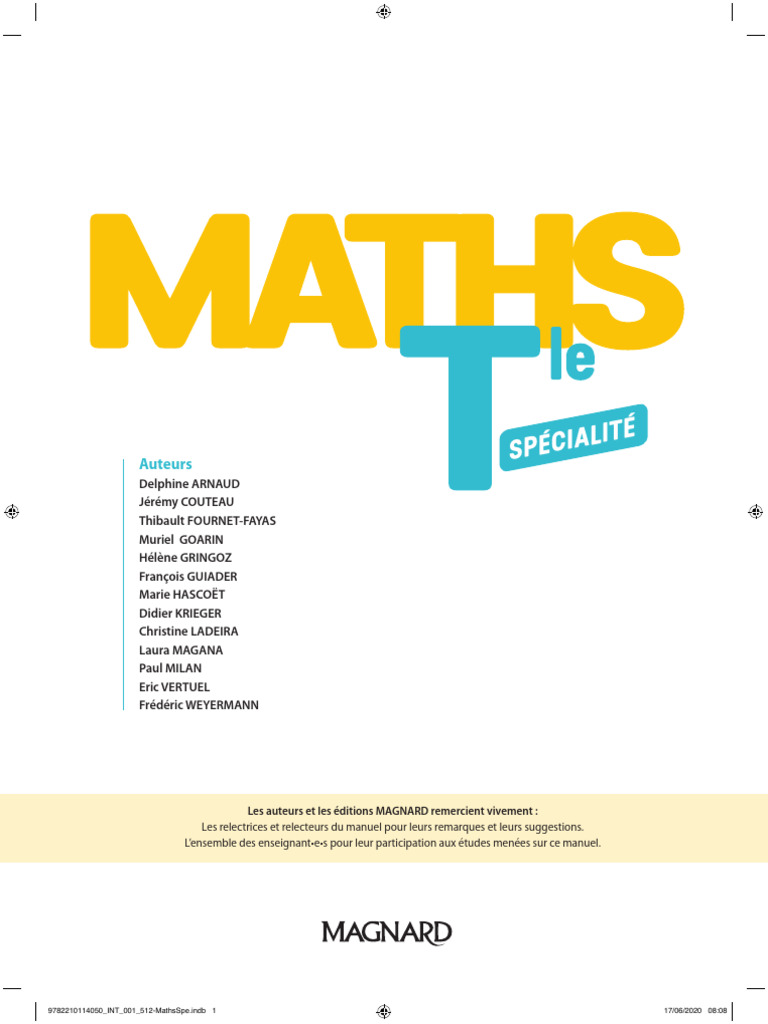 Manuel de Maths Spécialité BAC | PDF | Droite (mathématiques) | Base ...