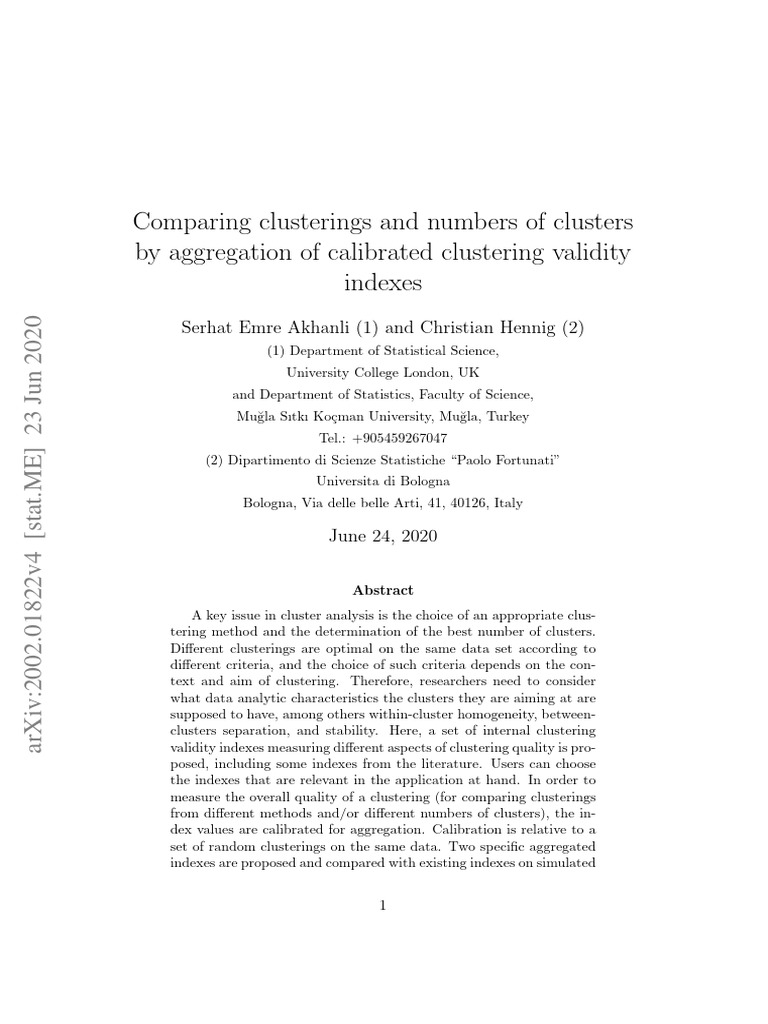 Comparing Clustering | PDF | Cluster Analysis | Statistics