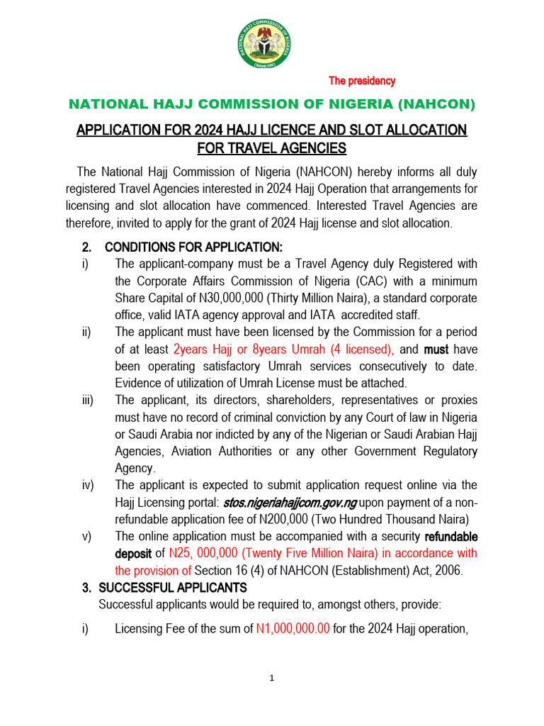 2024 Advert For Hajj Licence Travel Agent PDF Hajj Government