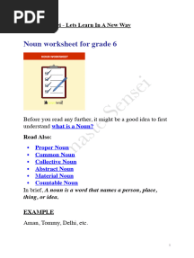 Noun Worksheet For Class 6 With Answers 1