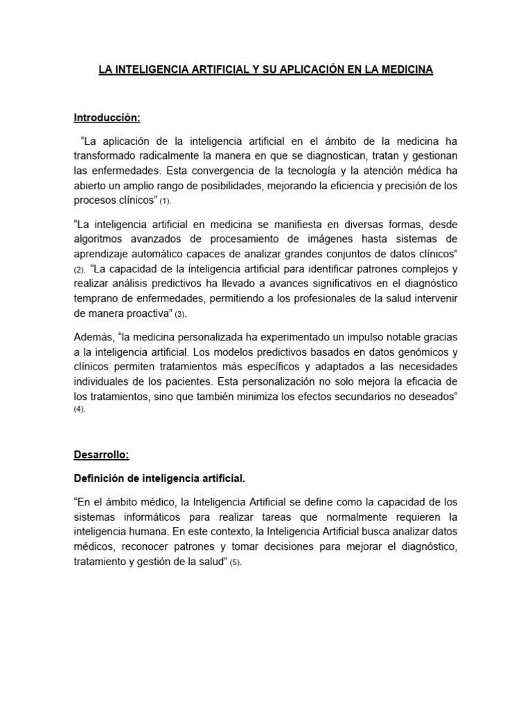 La Inteligencia Artificial y Su Avance Aplicación en La Medicina | PDF ...