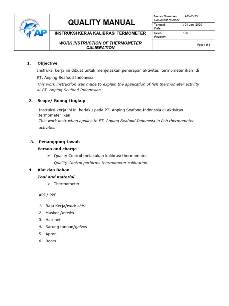 WI Thermometer Calibration PDF