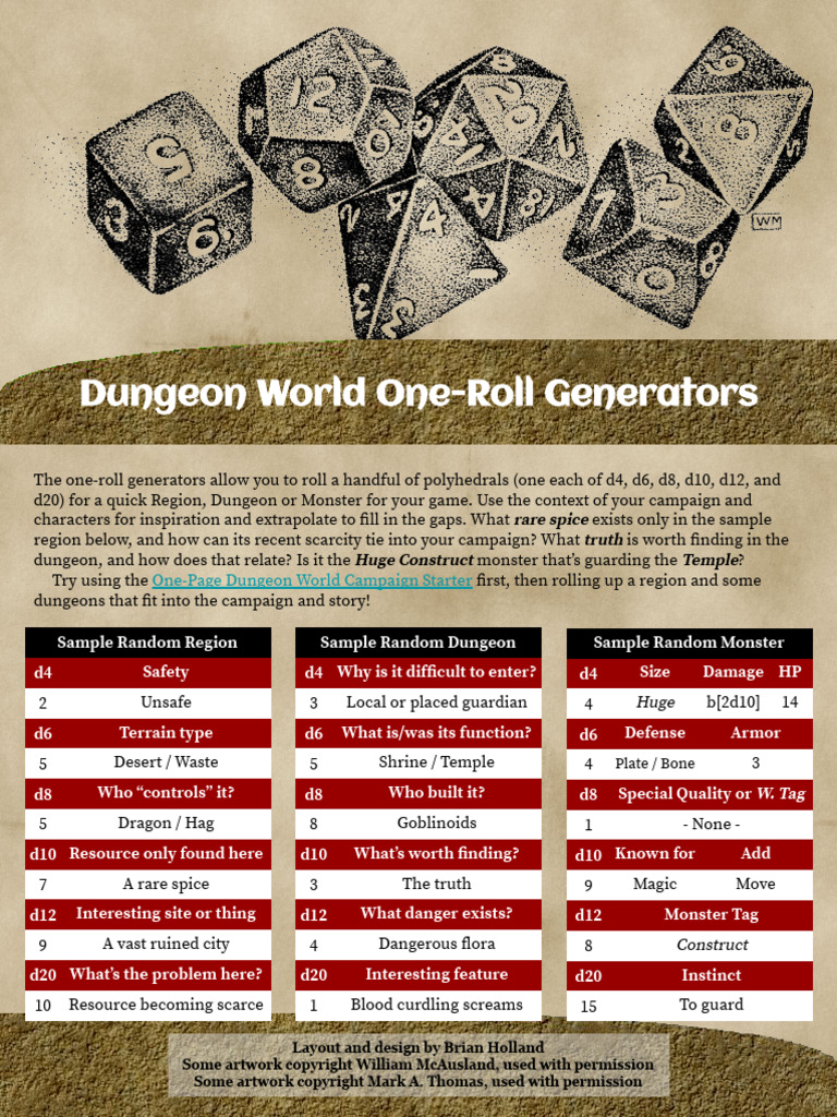 Dungeon World One Roll Generators Pdf