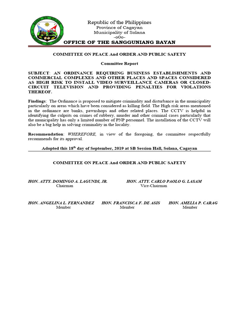 Committee On Peace and Order and Public Safety | PDF