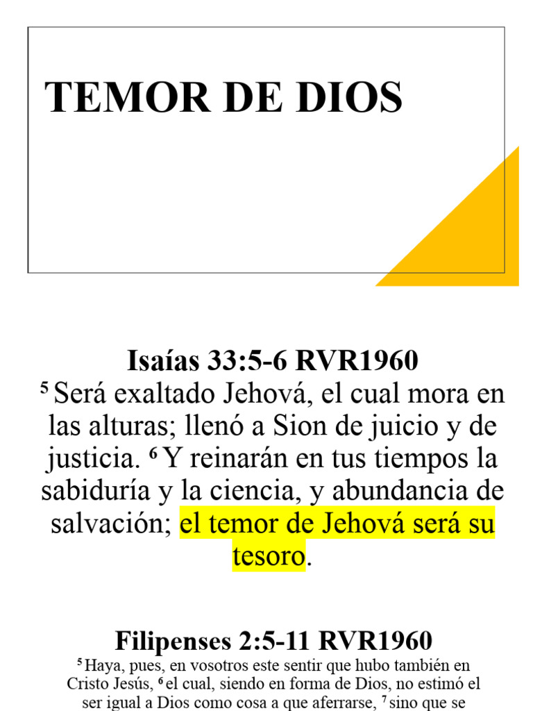 Reverencia y Temor a Dios: Sabiduría Bíblica | PDF | Epístola a los ...