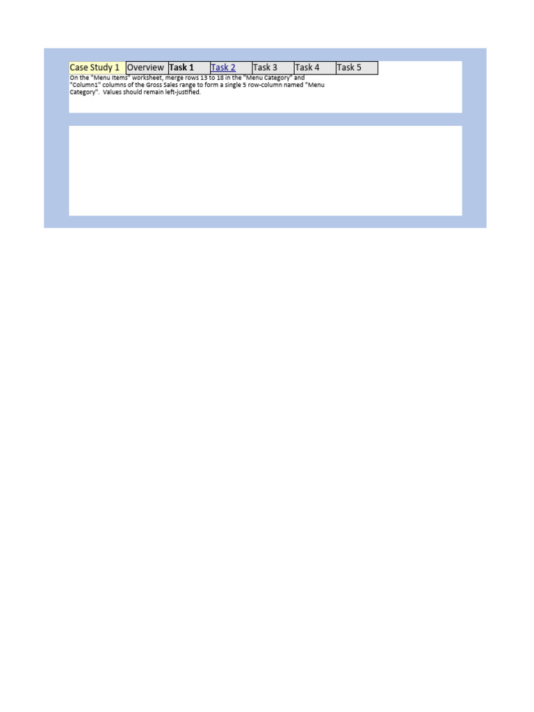 Menu Items Worksheet Case Study Tasks | PDF