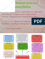 Programación Lineal Discreta. Métodos de Solución. Programación Lineal Entera Binaria. Programación Lineal Entera Mixta.