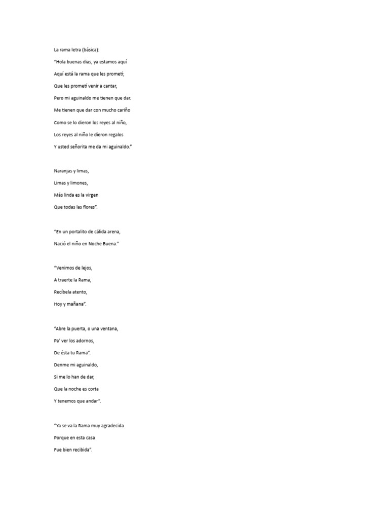 Letra de la Rama: Tradición Navideña | PDF