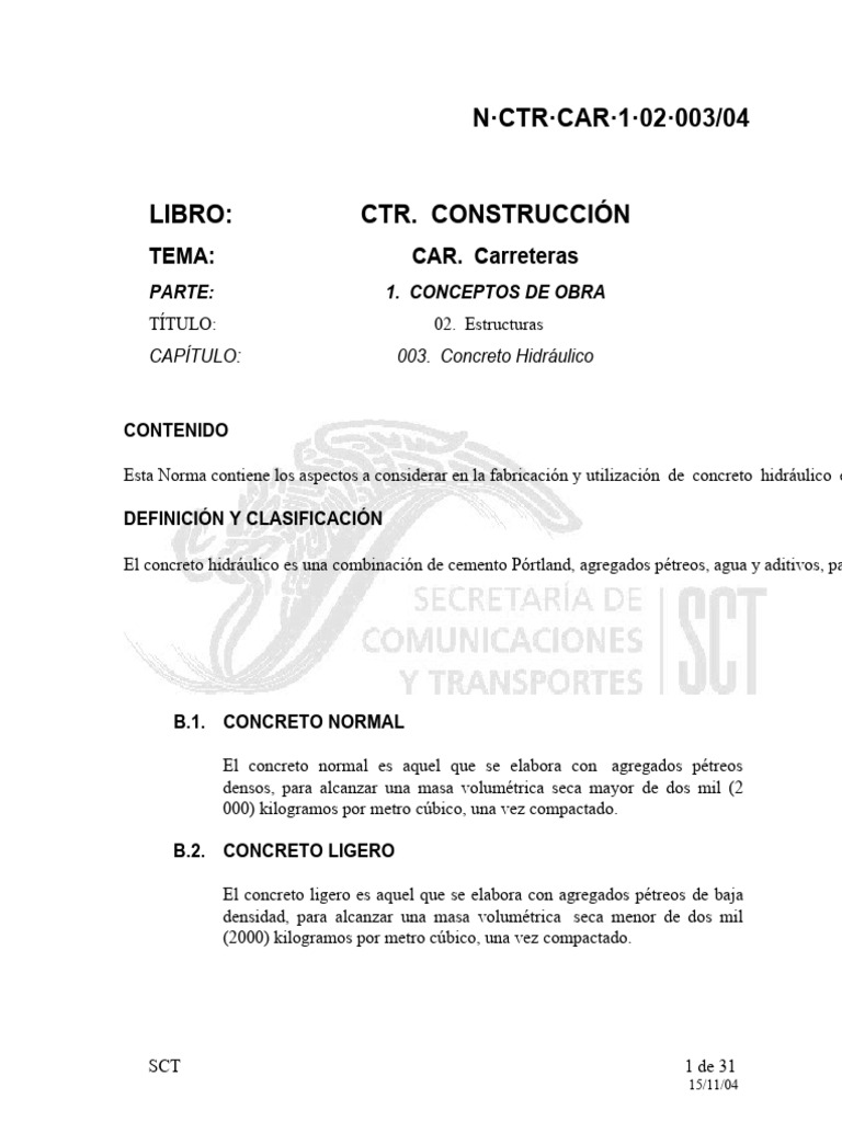 N CTR Car 1 02 003 04 | PDF | Hormigón | Cemento