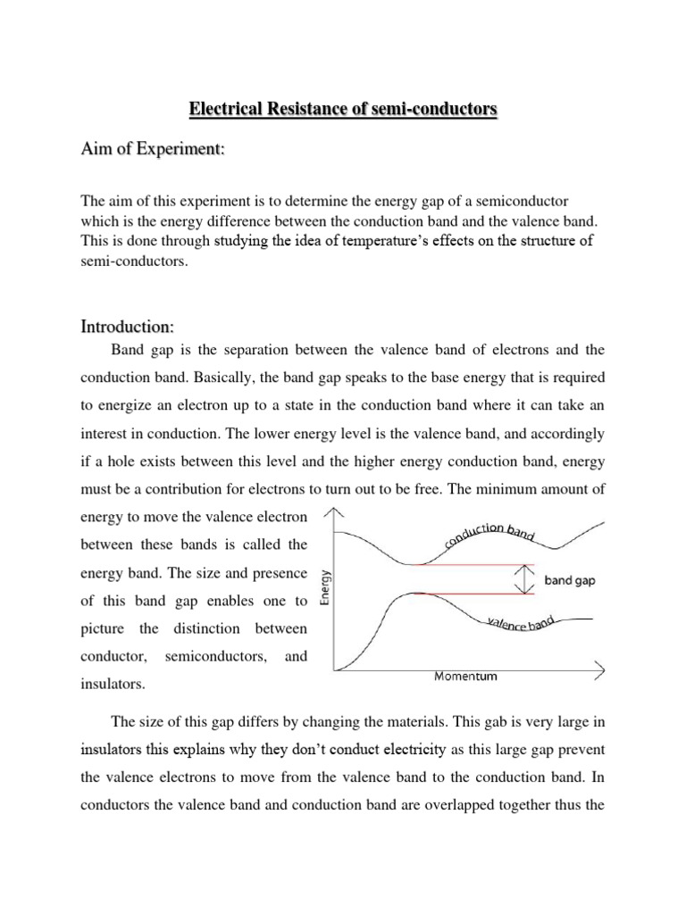 Energy Gap and Resistance in Semiconductors | PDF | Electrical ...