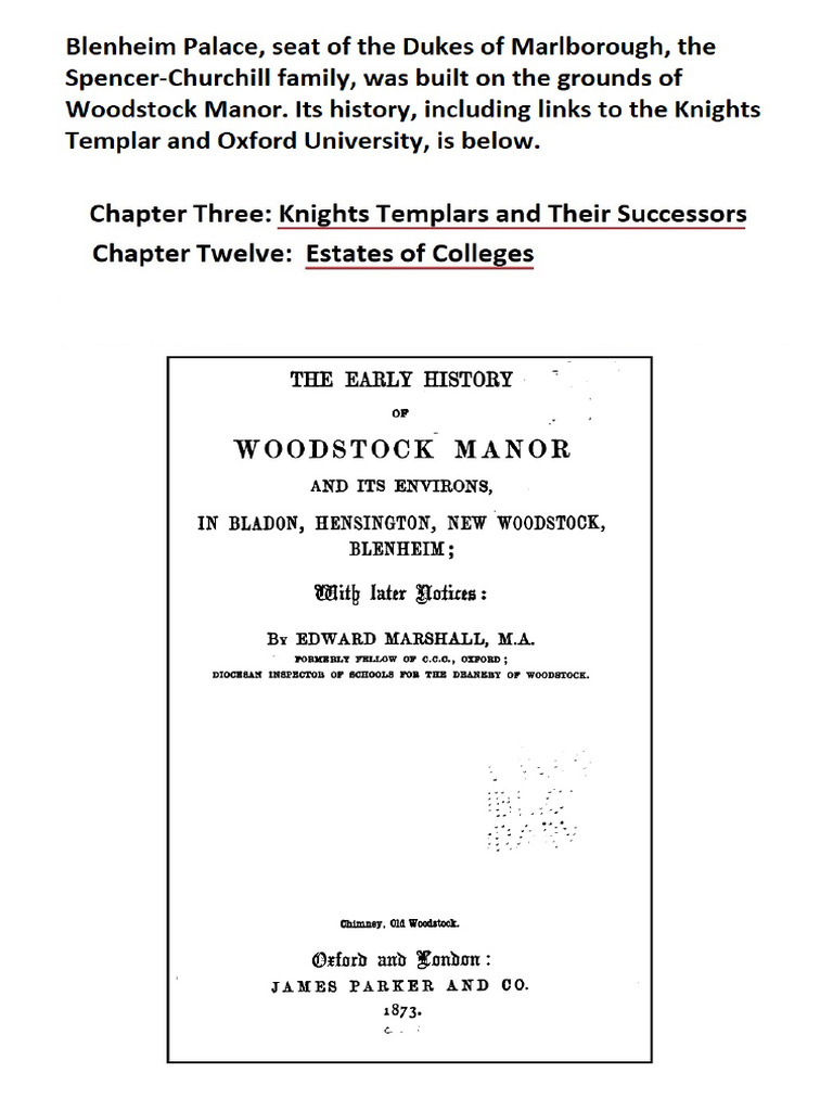 552. Early History of Woodstock Manor (now Blenheim Palace) and Its