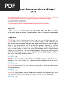 Rite of Renewal and Commissioning of Lectors