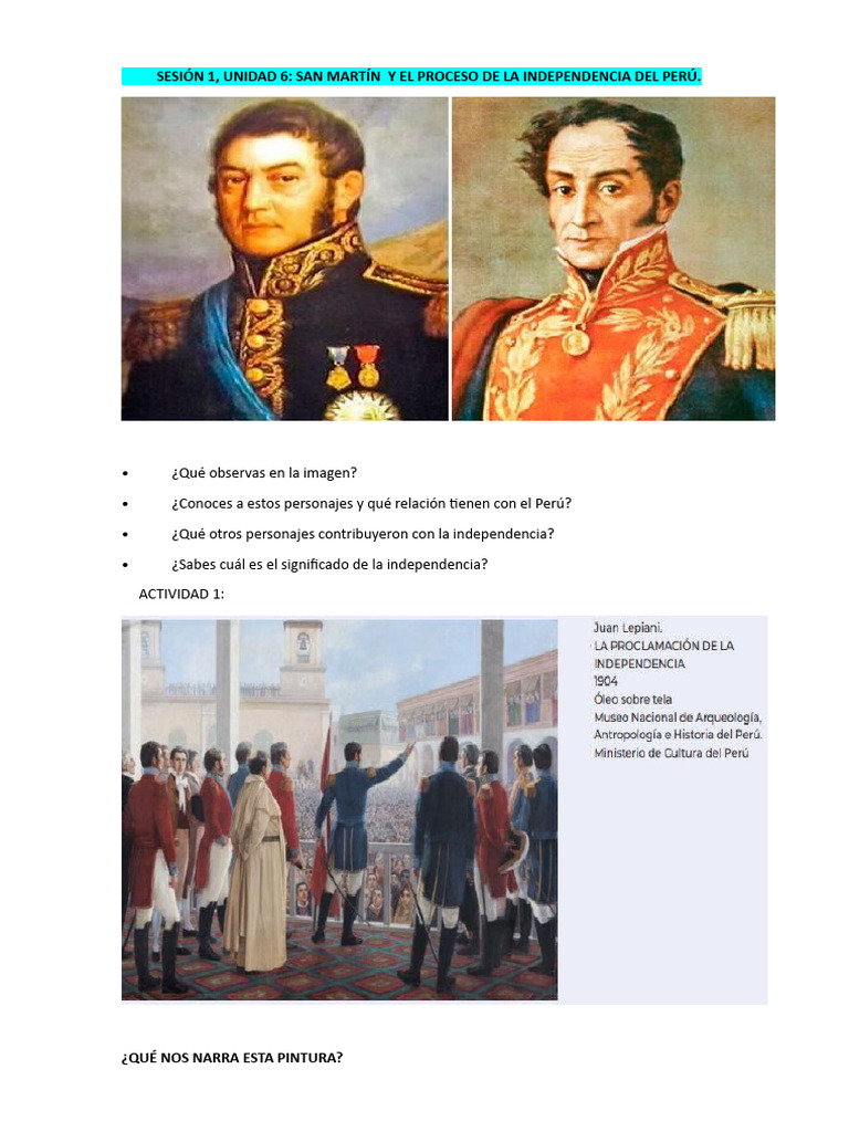 San Martín y la Independencia del Perú | PDF | Ciencias sociales