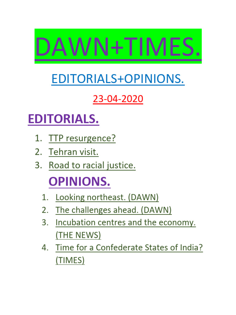 23 april dawn the news tribune times editorials opinions with urdu