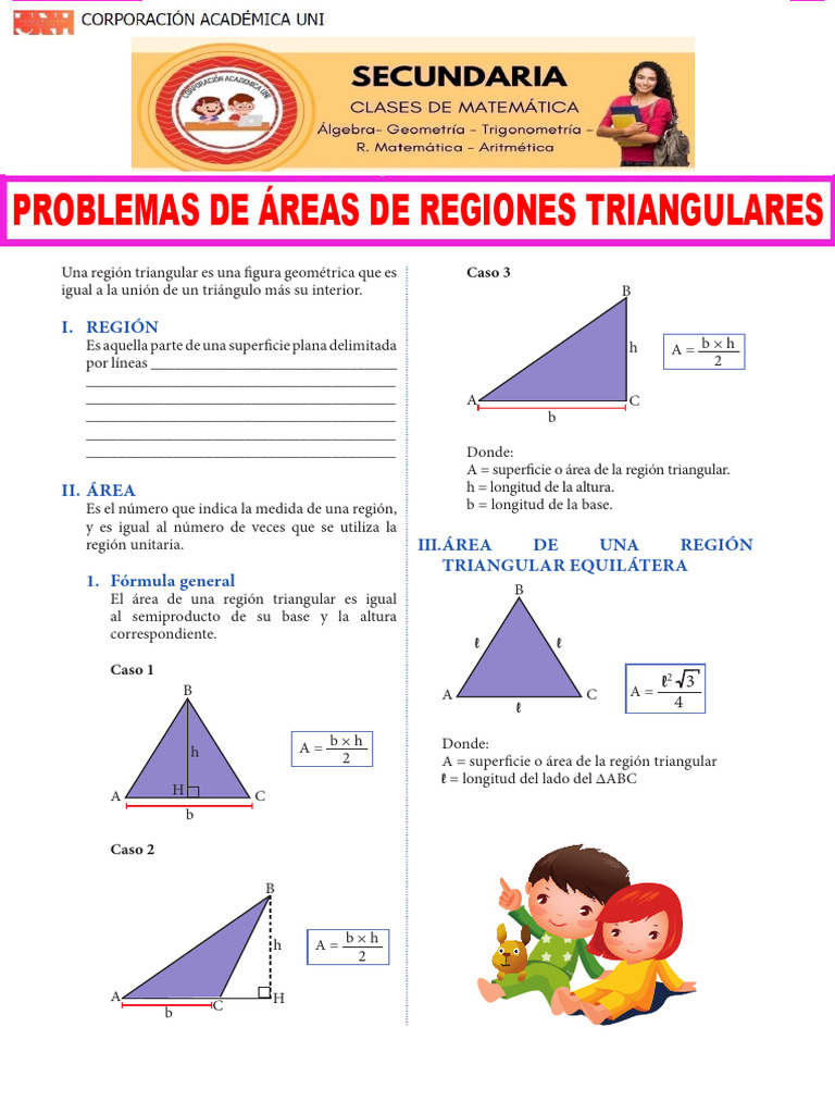 Ejercicios de áreas de triángulos | PDF