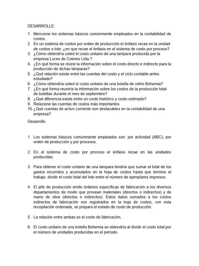 Contabilidad de Costos: Sistemas y Cálculos | PDF | Costo | Contabilidad