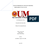 Factor Analysis of Performance Affecting The Hotel Profitability in Davao City