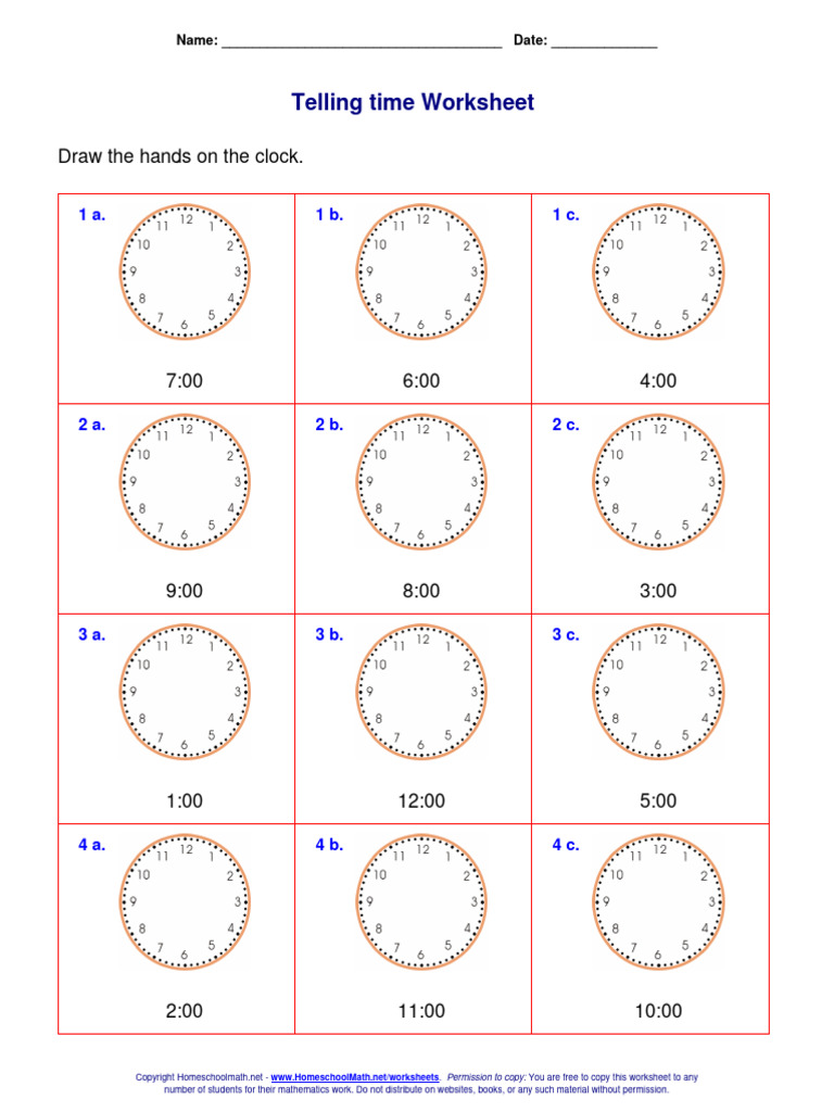 Draw Hands Clock Face Whole Hours | Download Free PDF | Intellectual ...