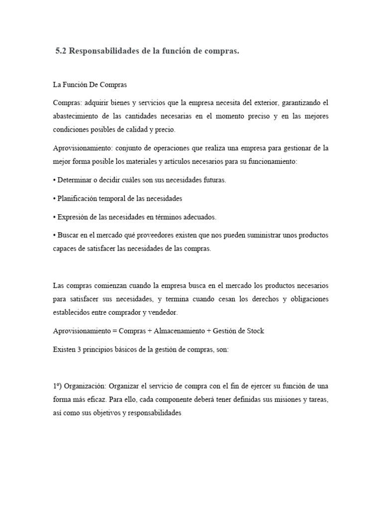 Funciones y responsabilidades de compras | PDF | Calidad (comercial ...