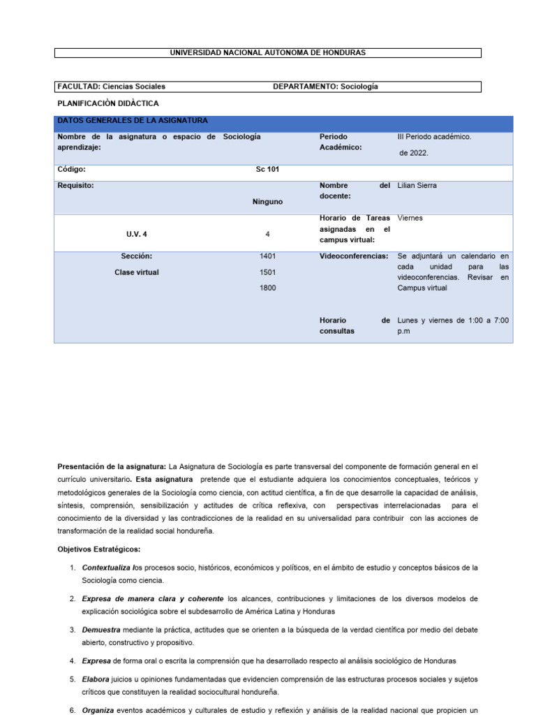 Planificación Didáctica en Sociología | PDF | Sociología | Plan de estudios