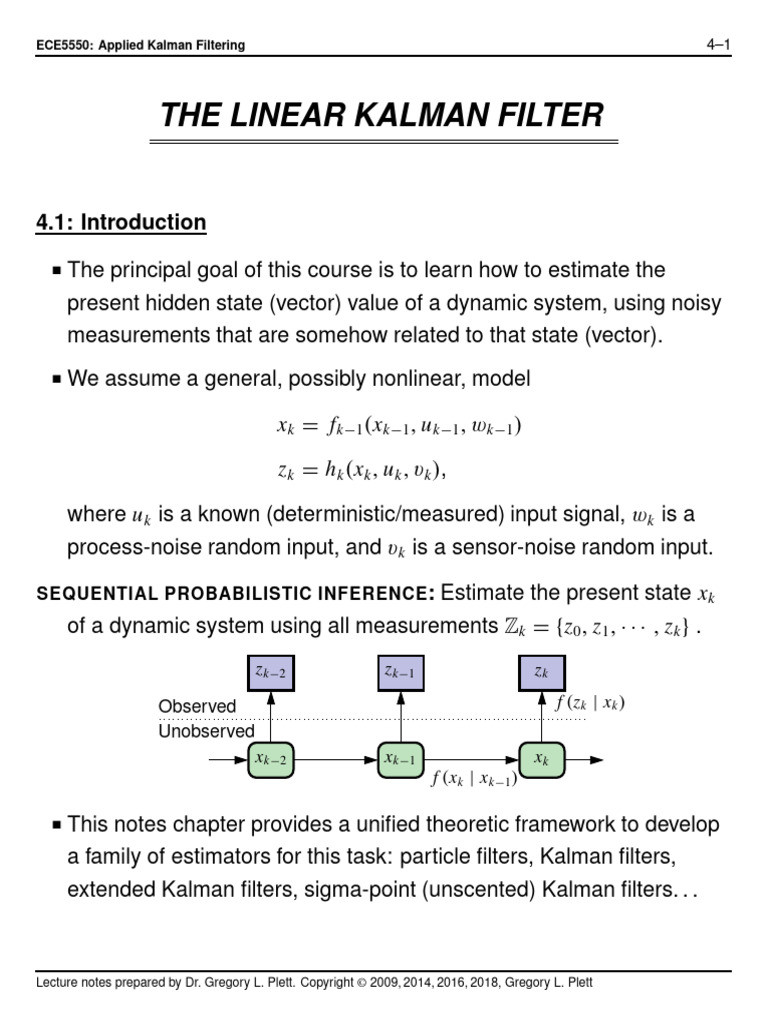 ECE5550Notes04 Kopya PDF Kalman Filter Probability Theory